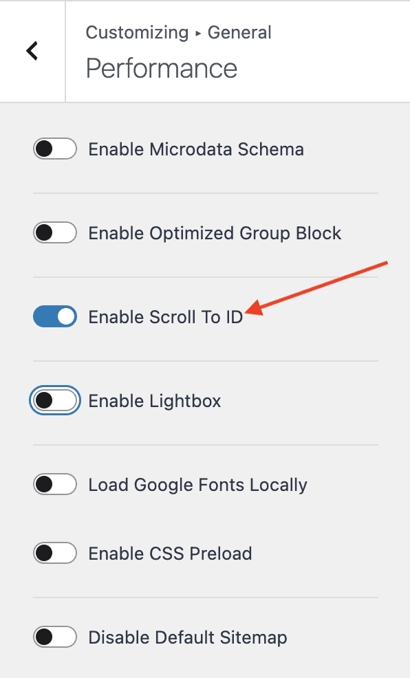 Kadence - Enable Scroll to ID